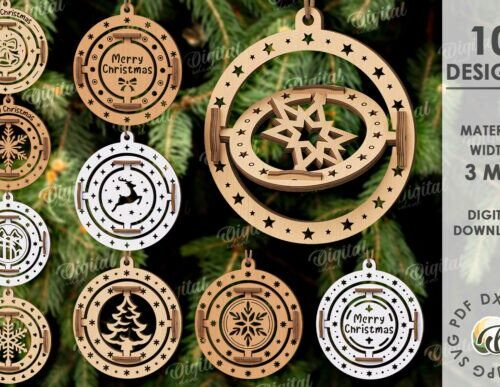 Adornos Navidad 3D para corte láser y CNC
