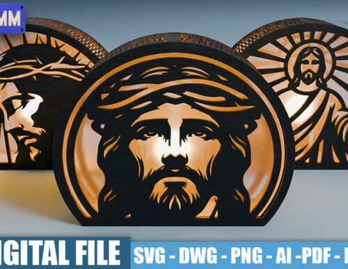 Tablero MDF para corte láser y CNC con diseño religioso