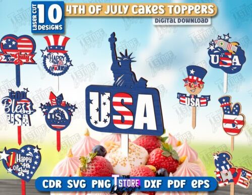 Paquete de adornos de tartas para el 4 de julio