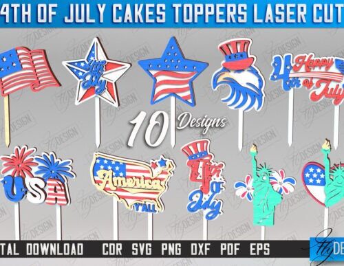 Set de adornos para tartas para el 4 de julio