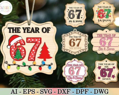 Adornos navideños para corte láser y CNC, pack de 67 diseños