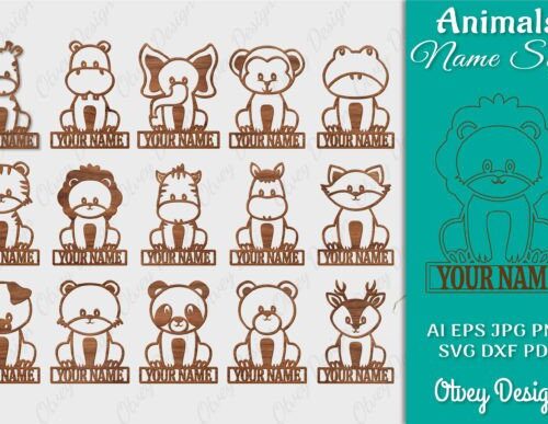 Letrero con nombre de animales
