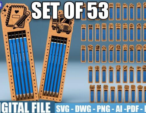 Paquete de 53 portalápices para corte láser y CNC, decoración manualidades