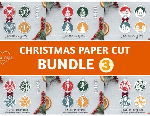 Adornos navideños para corte láser CNC, pack de 10 diseños A3