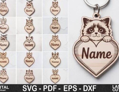 Paquete de llaveros de razas de gatos
