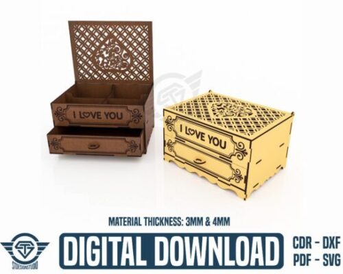 Paquete Cajas Enamorados – Pack MDF Crudo 3mm 30×42 cm (20 UDS) | Diseño para corte láser