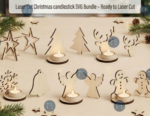 Paquete de candelabros navideños para corte láser y CNC