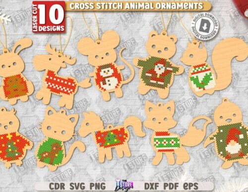 Adornos Navideños para corte láser y CNC, pack de 12 piezas