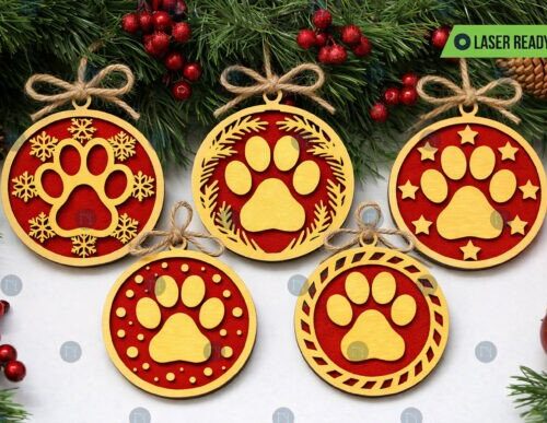 Adornos navideños pata perro para corte láser CNC
