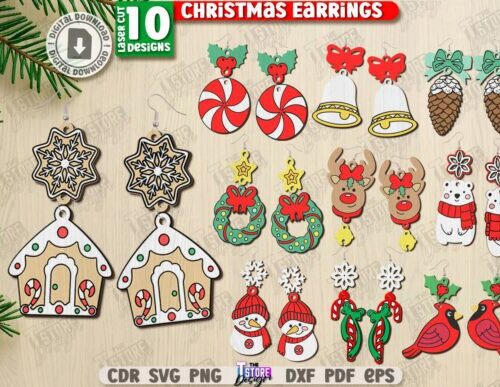 Pendientes navideños para corte láser y CNC