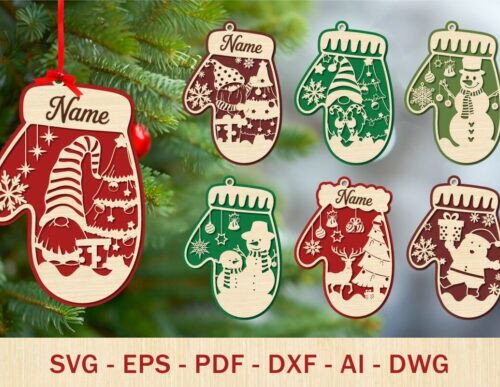 Adornos Navideños para corte láser y CNC, pack de diseño