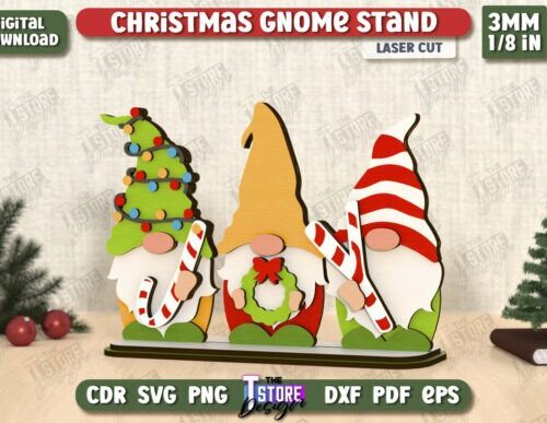 Gnomo navideño para corte láser y CNC, archivos SVG y DXF incluidos
