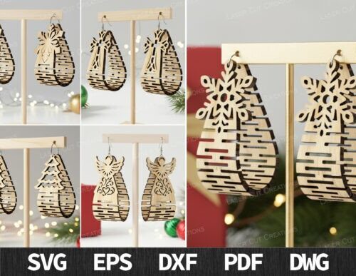 Pendientes navideños para corte láser y CNC