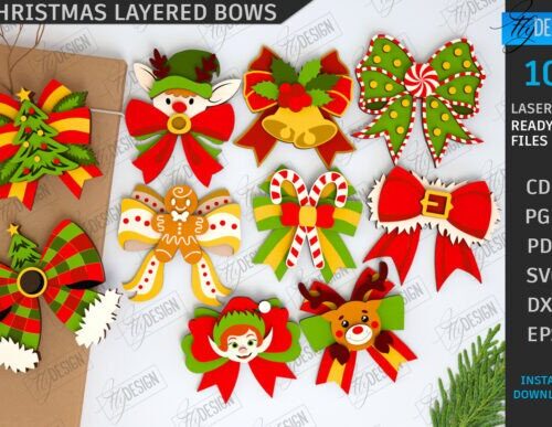 Pack adornos navideños en capas para corte láser y CNC