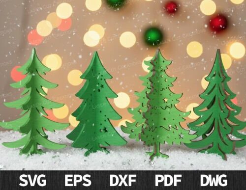 Árbol Navidad para corte láser y CNC, diseño vectorial A3