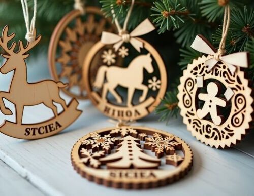 Adorno Navideño para árbol de Navidad para corte láser y CNC
