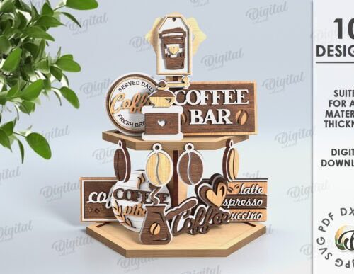Paquete de decoraciones para bandejas escalonadas de café