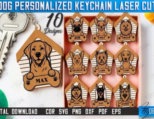 Llaveros de perro para corte láser, pack de 10 unidades