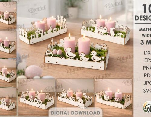 Cajas para velas Pascua decorativas para corte láser y CNC