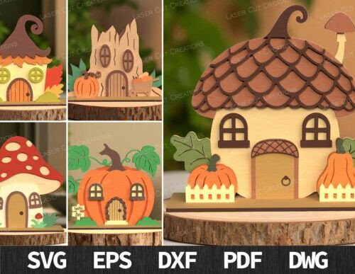 Paquete de casa de hadas para corte láser Halloween
