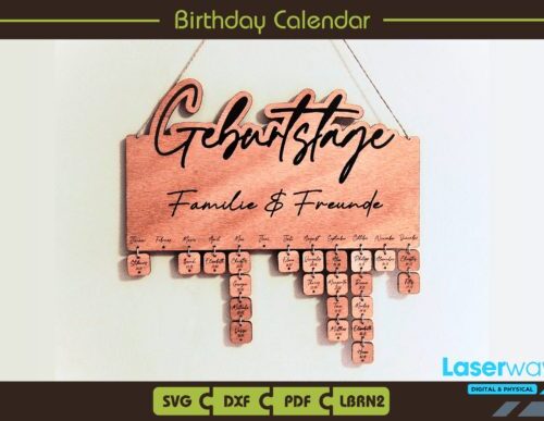 Calendario mensual de cumpleaños familiar