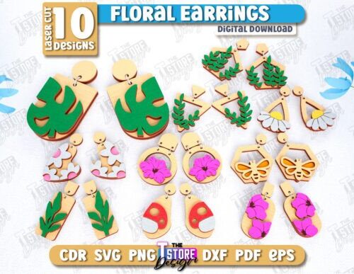 Conjunto de pendientes florales