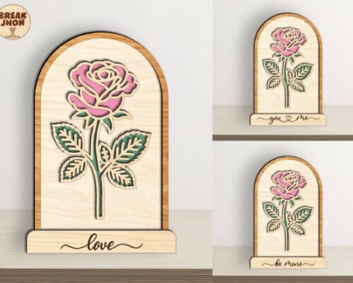 Letrero floral de amor para corte láser y CNC, formato A3