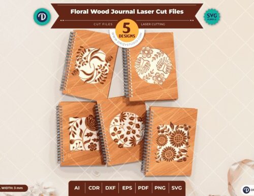 Juego de 5 diarios con diseño floral