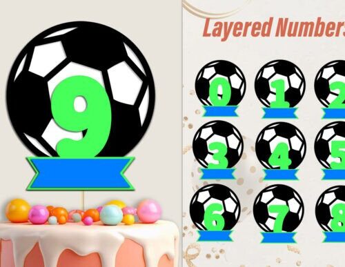 Adorno para tarta de cumpleaños con números de fútbol