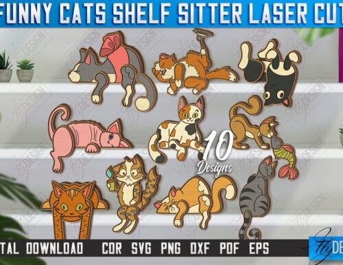 Set de gatos divertidos para colocar en estanterías