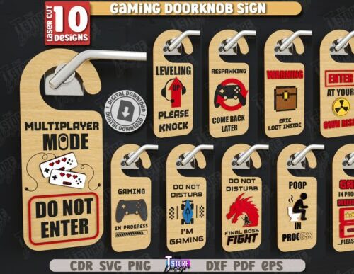 Percha para puerta Gaming para corte láser y CNC, archivos SVG y DXF incluidos
