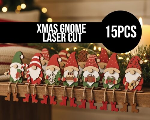Gnomo navideño para estante en MDF para corte láser y CNC