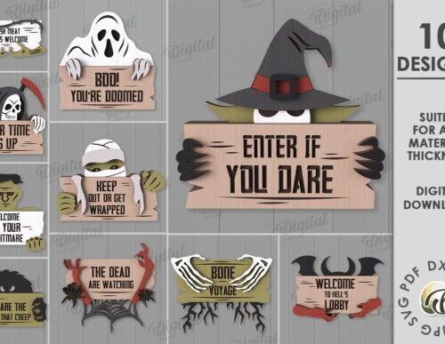 Letra Halloween para corte láser y CNC, decoración festiva