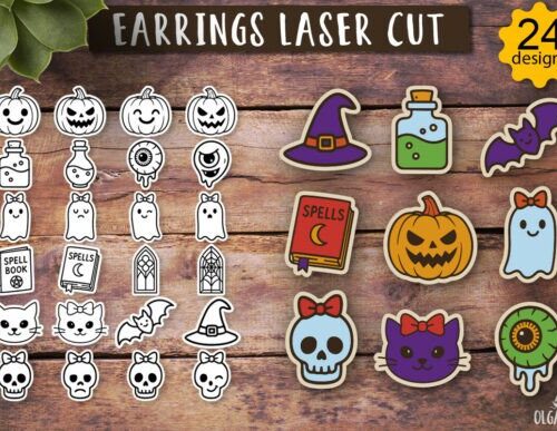 Pendientes Halloween para corte láser, decoración y manualidades