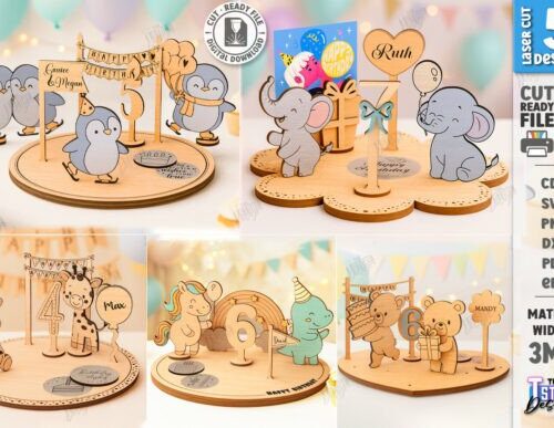 Platos Cumpleaños para corte láser y CNC, perfectos para decoración y manualidades