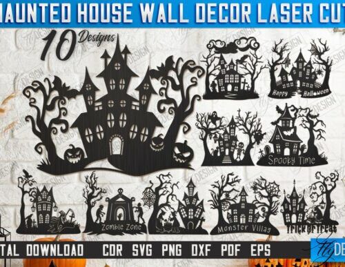 Decoración embrujada para corte láser y CNC, tablero MDF negro