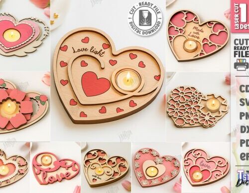 Portavelas de corazón para decoración y manualidades