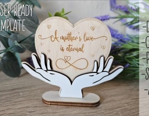 Diseño Corazón en las Manos — Corte láser | MDF crudo 3×42 cm (PACK 20 UDS)