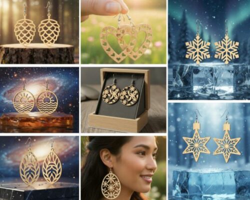 Pendientes navideños para corte láser y CNC, archivos SVG y DXF incluidos