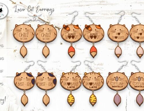 Pendientes kawaii para corte láser