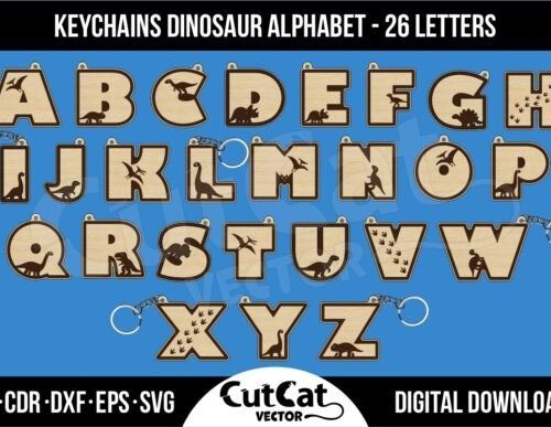 Llavero con letras del alfabeto de dinosaurios