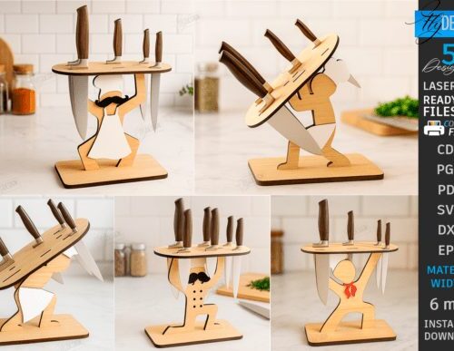 Soportes para cuchillos cocina Día del Padre para corte láser y CNC
