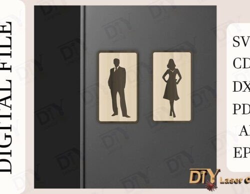 Letreros para baños Día del Padre con diseño para corte láser