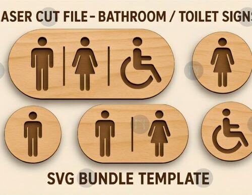 Letreros para baño Día del Padre con diseño para corte láser, archivos SVG y DXF incluidos
