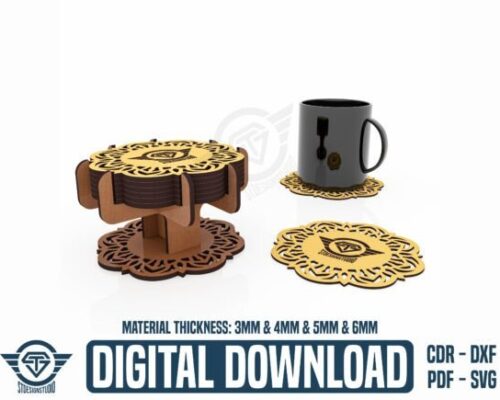 Posavasos con soporte modular — Diseño para corte láser y CNC