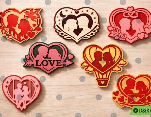 Heart Shape Couple for Laser Cutting and CNC