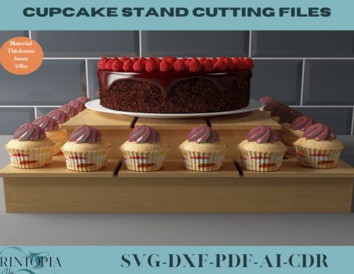 Soporte para cupcakes — Diseño para corte láser/CNC (compatible MDF 3mm 30×42 cm)