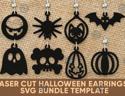 Pendientes Halloween para corte láser y CNC, diseño vectorial