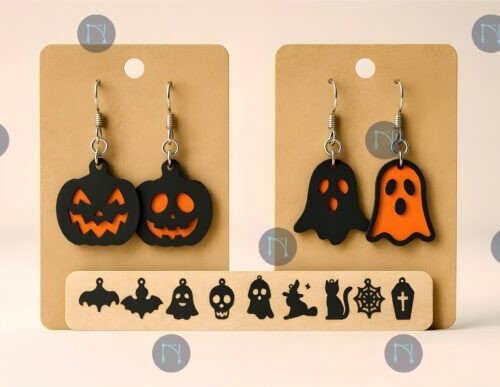 Diseños de Halloween para corte láser y CNC, ideal para joyería y accesorios