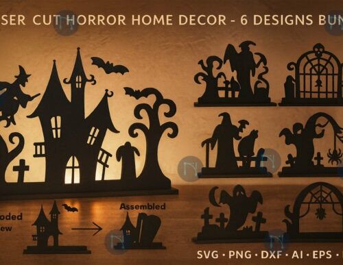 Decoración Halloween para corte láser y CNC, ideal para la temporada de miedo